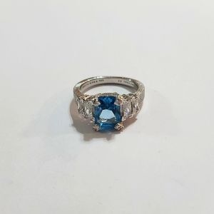 NEW - Judith Ripka 925 SS Topaz and Cz Ring